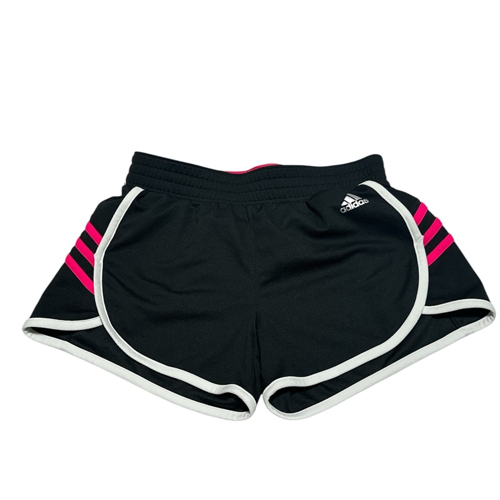 Adidas Girls Active Running Shorts With Pink Stripe
